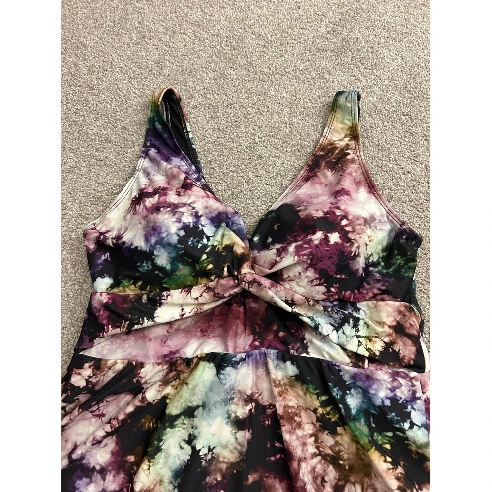 Torrid Swim Dress Womens 1 Multi Color Excellent Tie Dye Handkerchief Hem Twist
